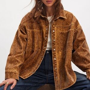 Free People One Teaspoon Darla Flocked Denim Jacket